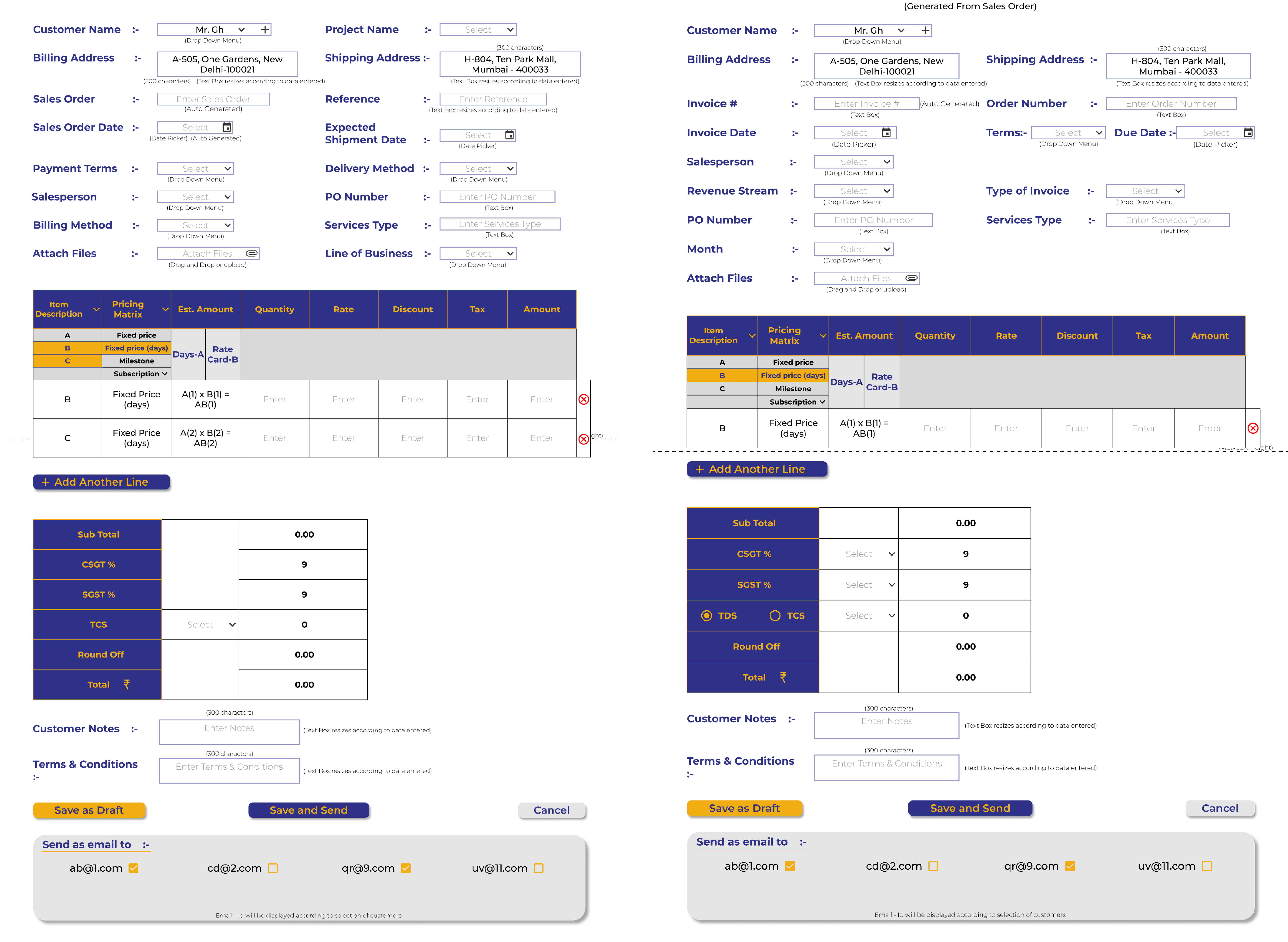 Sales order and invoice